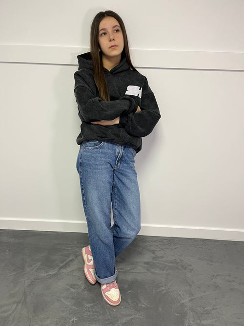 Hoodie gris laver à l'acide